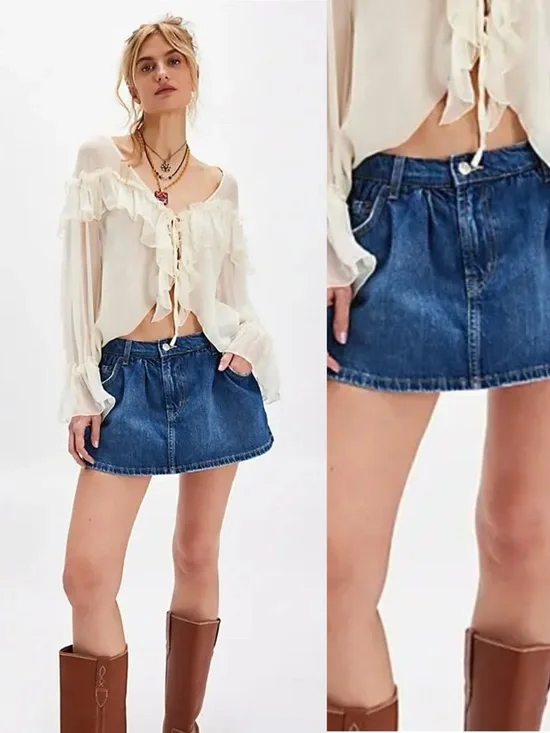 We The Free Denim Skort- Mood Ring❤️ - Picture 2 of 7